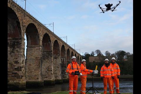 Network Rail's LNE&EM Route structures asset management team has been working with AECOM and drone company Cyberhawk to test the use of unmanned aerial vehicles to inspect large structures.